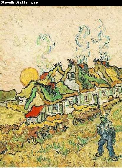 Vincent Van Gogh Thatched Cottages in the Sunshine